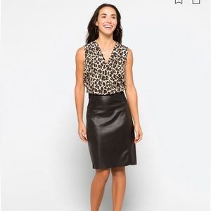 Faux leather mid length skirt